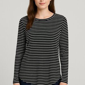Old Navy Black &‎ White Striped Long Sleeve Top